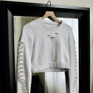 Alo Yoga Ripped Warrior Crop Sweatshirt